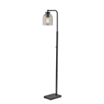 Adesso Bristol Floor Lamp, 55inH, Brown Marble/Black/Clear