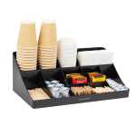 Mind Reader Anchor Collection 11 Compartment Coffee Condiment Organizer, 6 5/8inH x 6 1/2inW x 17 13/16inD, Black