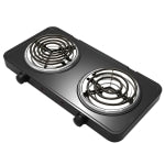 MegaChef Dual Coil Burner Electric Buffet Cooktop Range, 2inH x 17inW x 9inD, Black