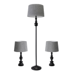 Adesso Chandler Lamps, Herringbone Shades/Dark Bronze Bases, Set Of 3