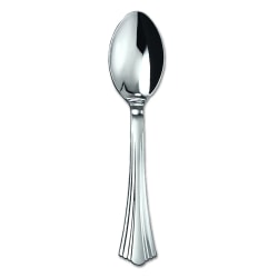 WNA Reflections Heavyweight Plastic Spoons, 6 1/4in, Silver, Case Of 600