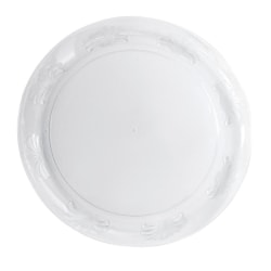 WNA Inc Designerware Plastic Plates, Round, 9in, Clear, 10 Plates Per Pack, Case Of 18 Packs