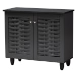 Baxton Studio Winda 2-Door Entryway Shoe Storage Cabinet, Dark Gray