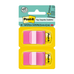 Post-it Flags, 1in x 1 -11/16in, Bright Pink, 50 Flags Per Pad, Pack Of 2 Pads