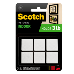 Scotch Sticky Back Hook & Loop Fastener Tape, White, 7/8in x 7/8in, Pack Of 24