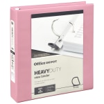 Office Depot Heavy-Duty View 3-Ring Binder, 1 1/2in D-Rings, Pink