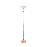 Elegant Designs 1-Light Torchiere Floor Lamp, 71inH, Rose Gold/White