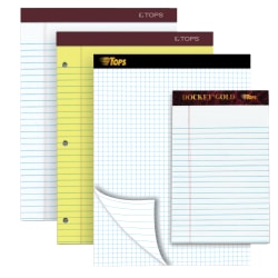 TOPS Double Docket Gold Writing Pad, 8 1/2in x 11in, Quad/Narrow Ruled, 160 Pages (80 Sheets), White