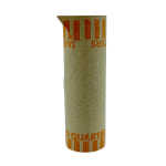 PAP-R Tubular Coin Wrappers - Total $10 in 40 Coins of 25cents Denomination - Heavy Duty, Burst Resistant - Kraft - Orange