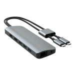 Targus Sanho HyperDrive VIPER 10-in-2 USB-C Hub, 6/10inH x 1-9/10inW x 5-7/10inD, Gray, HD392-GRAY