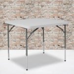 Flash Furniture Square Height-Adjustable Plastic Folding Table, 29inH x 33-1/2inW x 33-1/2inD, Granite White