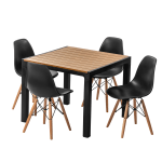 Inval Madeira 5-Piece Indoor/Outdoor Table And Chair Set, 29-1/8inH x 35-7/16inW x 35-7/16inD, Black/Teak Brown