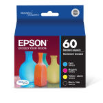 Epson 60 DuraBrite Black And Cyan, Magenta, Yellow Ink Cartridges, Pack Of 4, T060120-BCS