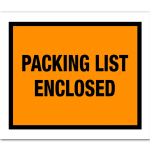 Tape Logic "Packing List Enclosed" Envelopes, Full Face, 7in x 5 1/2in, Orange Pack Of 1,000