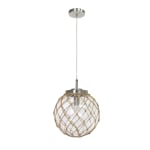 Elegant Designs Buoy Netted Glass Hanging Pendant, 12inW, Clear Shade/Brushed Nickel Base