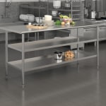 Flash Furniture Stainless Steel Work Table, 34-1/2inH x 72inW x 24inD, Silver