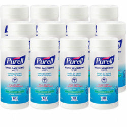 PURELL Alcohol Hand Sanitizing Wipes - White - 80 Per Canister - 12 / Carton