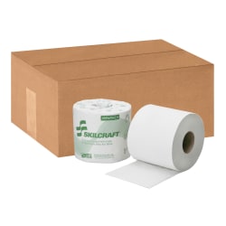 SKILCRAFT 2-Ply Individually Wrapped Toilet Paper, 100% Recycled, 500 Sheets Per Roll, Pack Of 96 Rolls (AbilityOne 8540-01-630-8729)