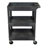 Luxor 3-Shelf Plastic Utility Cart, 36-1/4inH x 24inW x 18inD, Black