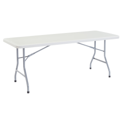 National Public Seating Blow-Molded Folding Table, Rectangular, 72inW x 30inD, Light Gray/Gray