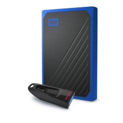 Western Digital My Passport Go External SSD, 1TB, With SanDisk USB Flash Drive, 64GB