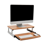 Mind Reader Monitor Stand Sliding Keyboard Drawer Laptop Riser, 5 59/10inH x 14-3/4inW x 20inD, Brown and Silver