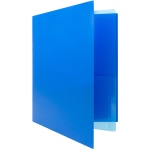 JAM Paper Heavy Duty 4-Pocket Plastic Folders, 9 1/2in x 11 5/8in, Blue, Pack Of 2