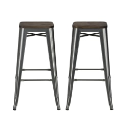 National Public Seating 18in - 25in Height Adjustable Designer Stool, 3in Padded Charcoal Fabric Seat, Grey Frame