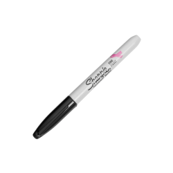 Sharpie Permanent Fine-Point Markers, Black/Pink Ribbon, Pack Of 12 Markers