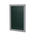 Ghent 1 Door Enclosed Vinyl Bulletin Board, Satin Aluminum Frame, 36inH x 24inW, Ebony