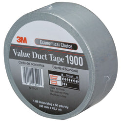 3M 1900 Duct Tape, 3in Core, 2in x 150ft, Silver, Case Of 24