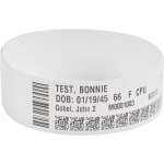 Zebra Wristband Polypropylene 0.75 x 11in Direct Thermal Zebra Z-Band Direct HC100 - 0.75in Width x 11in Length - 200/Roll - Permanent - 6 / Kit - White