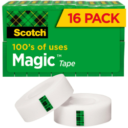 Scotch Magic Tape, Invisible, 3/4 in x 1000 in, 16 Tape Rolls, Clear, Home Office and School Supplies