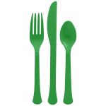 Amscan Boxed Heavyweight Cutlery Assortment, Festive Green, 200 Utensils Per Pack, Case Of 2 Packs