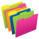 Pendaflex Glow File Folders, Twisted Twin Tabs, 1/3 Cut, Letter Size, Assorted Colors, Pack Of 24