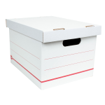 Office Depot Brand Standard-Duty Corrugated Storage Boxes, Letter/Legal Size, 15in x 12in x 10in,  60% Recycled, White/Red, Pack Of 10