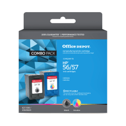 Office Depot Brand Remanufactured Black And Tri-Color Ink Cartridge Replacement For HP 56, 57, Pack Of 2