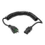 Eaton Tripp Lite Series Hospital-Grade Power Cord, NEMA 5-15P to C13 - Green Dot, 10A, 125V, 18 AWG, 8 ft. (2.43 m) Coiled Cord, Black - Power cable - power IEC 60320 C13 to NEMA 5-15P (M) - AC 110 V - 10 A - 8 ft - coiled, molded - black