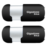 Dane-Elec Gigastone USB 2.0 Flash Drives, 64GB, Black/Silver, Pack Of 2 Flash Drives