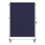 Ghent Nexus Partition Double-Sided Mobile Magnetic Fabric/Non-Magnetic Dry-Erase/Bulletin Board, 46 1/4in x 65in Blue Board/Silver Aluminum Frame