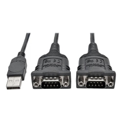 Tripp Lite 2-Port USB To DB9 Serial FTDI Adapter Cable With COM Retention, 6ft