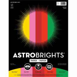 Astrobrights Color Multi-Use Printer & Copy Paper, Vintage Assortment, Letter (8.5in x 11in), 500 Sheets Per Ream, 24 Lb, 94 Brightness