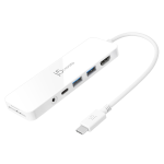 j5create USB-C Multi-Port Hub With Power Delivery, White, JCD373