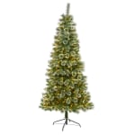 Nearly Natural Wisconsin Slim Snow Tip Pine Artificial Christmas Tree, 7'H