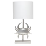 Simple Designs Shoreside Pinching Crab Table Lamp, 18-1/4inH, White/Brushed Nickel