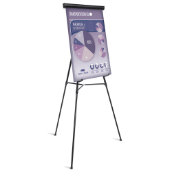 Office Depot Brand Presentation Easel, 35-1/2in-65inH, Black With Chart Holder