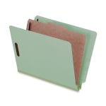 Pendaflex Pressboard Classification Folders With Dividers, 8 1/2in x 11in, 1 Divider, 1 Partition, Light Green, Pack Of 10