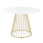 LumiSource Canary Dining Table, 29-1/2inH x 43-1/2inW x 43-1/2inD, White/Gold