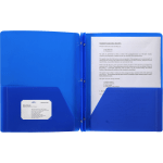 Business Source 3-Hole Punched Poly Portfolio, Letter Size, 8-1/2in x 11in, Blue