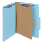 Smead Classification Folders, Pressboard With SafeSHIELD Fasteners, 1 Divider, 2in Expansion, Letter Size, 50% Recycled, Blue, Box Of 10